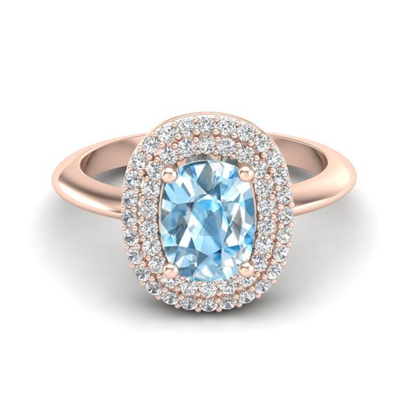 2.50 ctw Sky Blue Topaz With Micro VS/SI Diamond Ring Halo 14k Rose Gold - REF-52A8N