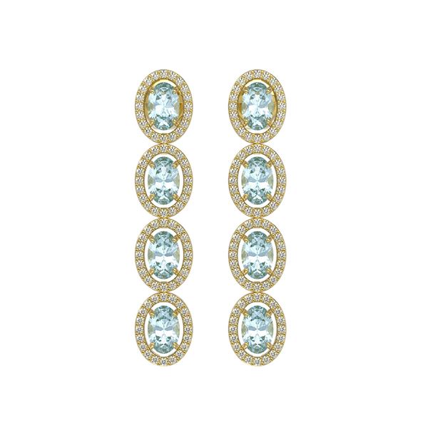 6.28 ctw Sky Topaz & Diamond Micro Pave Halo Earrings 10k Yellow Gold - REF-143R6K