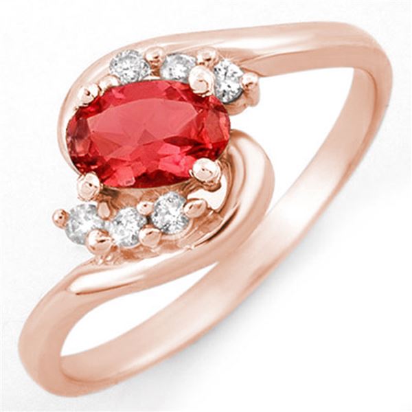 0.50 ctw Pink Tourmaline & Diamond Ring 14k Rose Gold - REF-18N5F