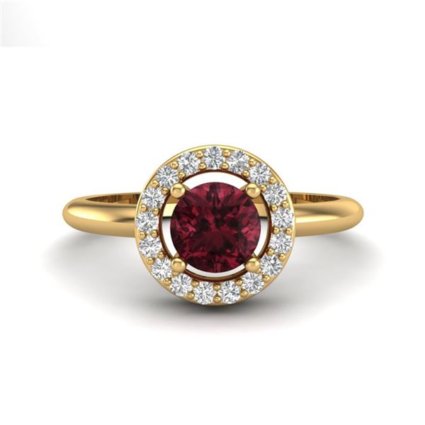 0.75 ctw Garnet & Micro VS/SI Diamond Certified Ring 18k Yellow Gold - REF-33F3M