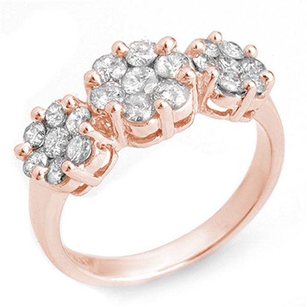 1.25 ctw Certified VS/SI Diamond Ring 14k Rose Gold - REF-92W8H