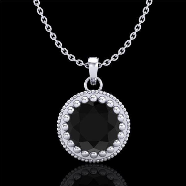 1 ctw Fancy Black Diamond Art Deco Stud Necklace 18k White Gold - REF-39M5G