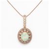 Image 2 : 5.13 ctw Certified Opal & Diamond Victorian Necklace 14K Rose Gold - REF-182Y2X