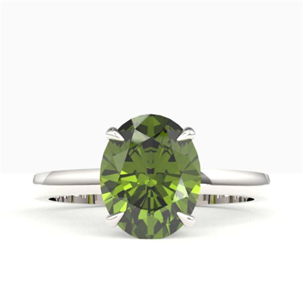 3 ctw Green Tourmaline Designer Ring 18k White Gold - REF-42Y8X