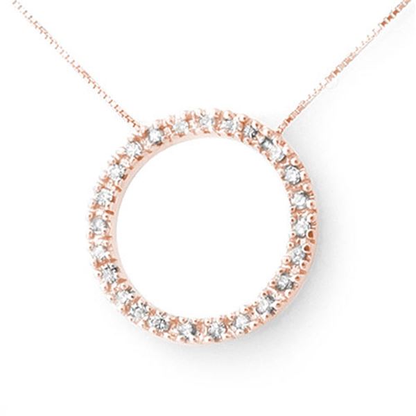 0.33 ctw Certified VS/SI Diamond Necklace 14k Rose Gold - REF-29W6H