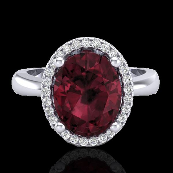 2.50 ctw Garnet & Micro Pave VS/SI Diamond Ring 18k White Gold - REF-38Y8X