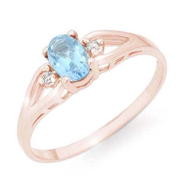 0.53 ctw Blue Topaz & Diamond Ring 14k Rose Gold - REF-11M2G