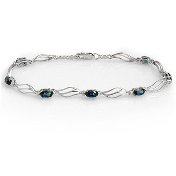 3.02 ctw Blue Sapphire & Diamond Bracelet 10k White Gold - REF-40Y9X