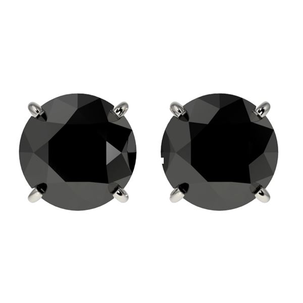 2.09 ctw Fancy Black Diamond Solitaire Stud Earrings 10k White Gold - REF-35A6N