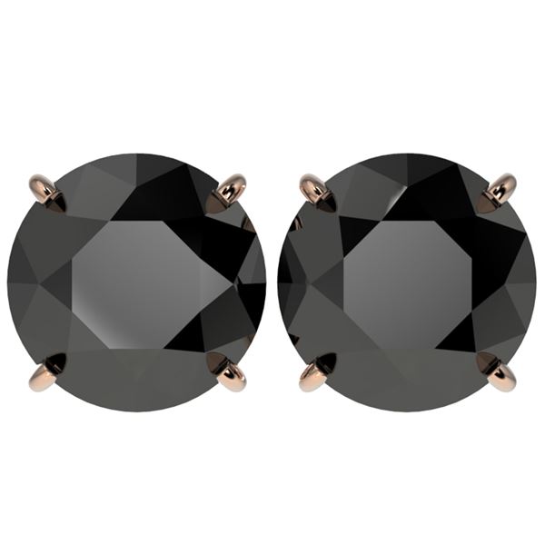 5 ctw Fancy Black Diamond Solitaire Stud Earrings 10k Rose Gold - REF-82X2A