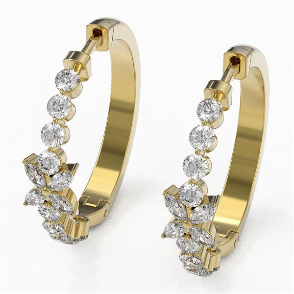 2 ctw Diamond Designer Earrings 18K Yellow Gold - REF-186H8R