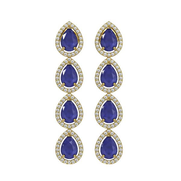 10.2 ctw Sapphire & Diamond Micro Pave Halo Earrings 10k Yellow Gold - REF-155A5N