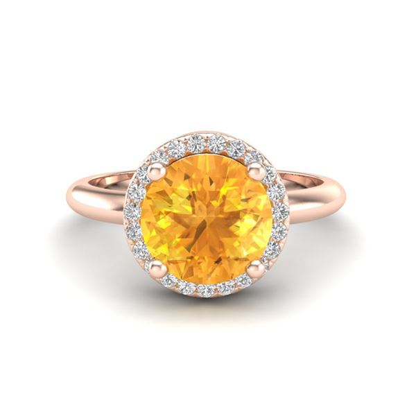 2 ctw Citrine & Micro VS/SI Diamond Ring Designer 14k Rose Gold - REF-33N8F