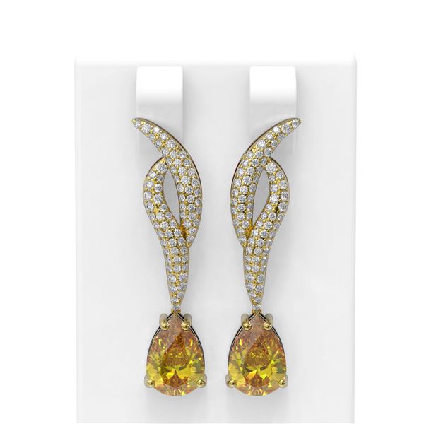 5.27 ctw Canary Citrine & Diamond Earrings 18K Yellow Gold - REF-147K5Y