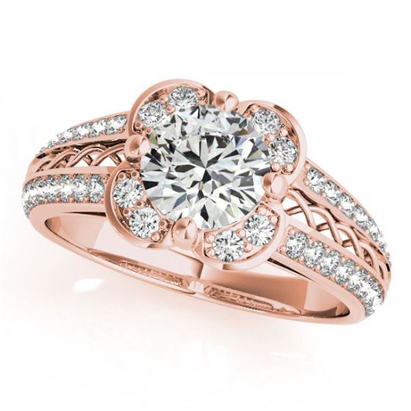 0.85 ctw Certified VS/SI Diamond Halo Ring 18k Rose Gold - REF-105F3M