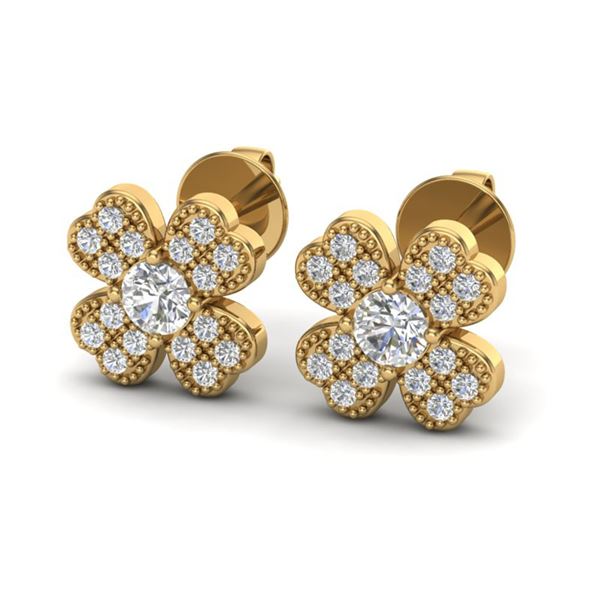 0.54 ctw Micro Pave VS/SI Diamond Certified Earrings 18k Yellow Gold - REF-45G3W