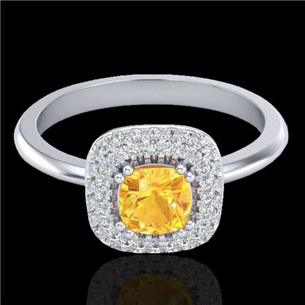 1.16 ctw Citrine & Micro VS/SI Diamond Ring Halo 18k White Gold - REF-53X5A