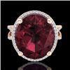 Image 1 : 10 ctw Garnet & Micro Pave VS/SI Diamond Certified Ring 14k Rose Gold - REF-55M2G