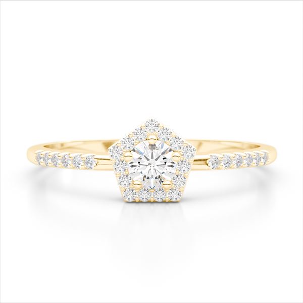 40 ctw Micro Pave VS/SI Diamond Halo Solitaire Ring 18k Yellow Gold - REF-31N4F