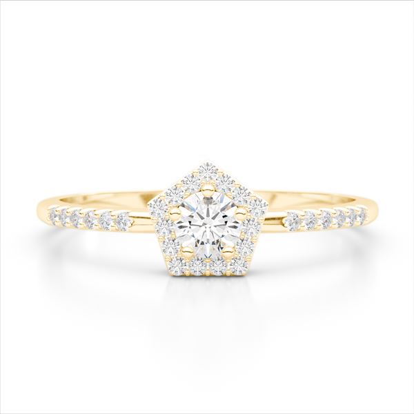 40 ctw Micro Pave VS/SI Diamond Halo Solitaire Ring 18k Yellow Gold - REF-31N4F