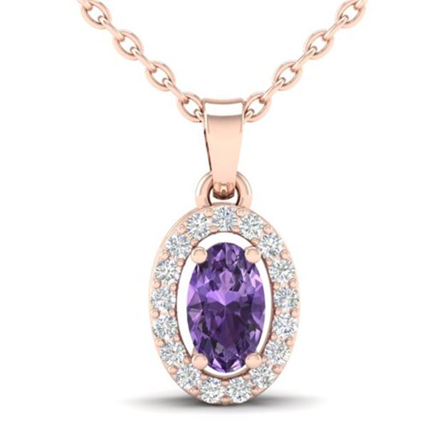 0.36 ctw Amethyst & Micro Pave VS/SI Diamond Necklace 14k Rose Gold - REF-23M2G