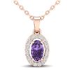 Image 1 : 0.36 ctw Amethyst & Micro Pave VS/SI Diamond Necklace 14k Rose Gold - REF-23M2G