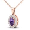 Image 2 : 0.36 ctw Amethyst & Micro Pave VS/SI Diamond Necklace 14k Rose Gold - REF-23M2G