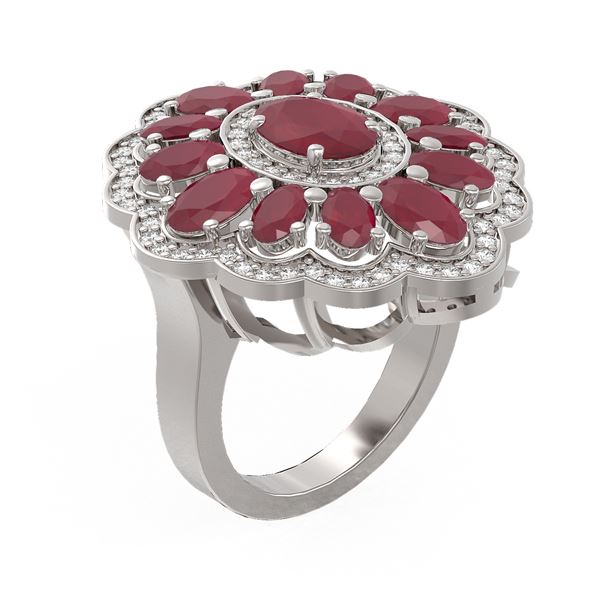 8.61 ctw Ruby & Diamond Ring 18K White Gold - REF-157M6G