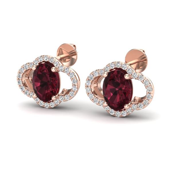 4 ctw Garnet & Micro Pave VS/SI Diamond Certified Earrings 10k Rose Gold - REF-45Y3X