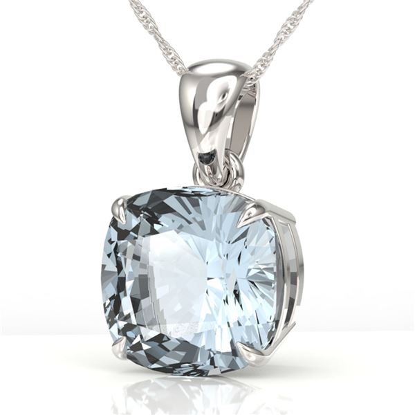 4.50 ctw Cushion Cut Aquamarine Designer Necklace 18k White Gold - REF-49G3W