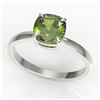 Image 2 : 2 ctw Cushion Cut Green Tourmaline Engagment Ring 18k White Gold - REF-32R2K