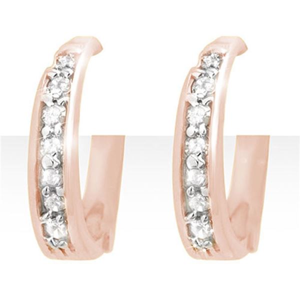 0.20 ctw Certified VS/SI Diamond Earrings 14k Rose Gold - REF-27A3N