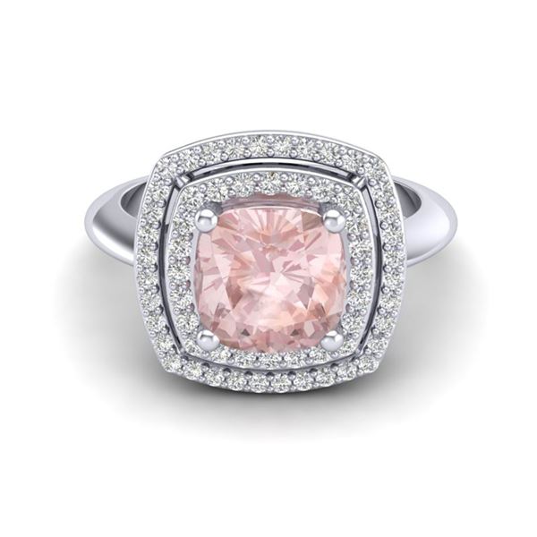 1.92 ctw Morganite & Micro VS/SI Diamond Pave Ring 18k White Gold - REF-56H2R