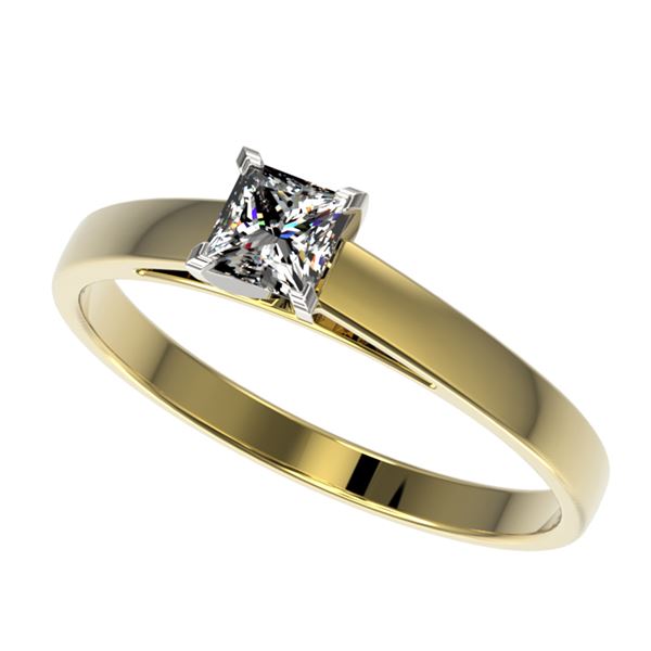 0.50 ctw Certified VS/SI Quality Princess Diamond Ring 10k Yellow Gold - REF-60H3R