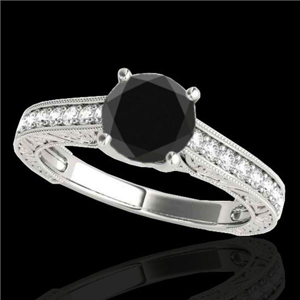 1.82 ctw Certified VS Black Diamond Solitaire Ring 10k White Gold - REF-49G6W