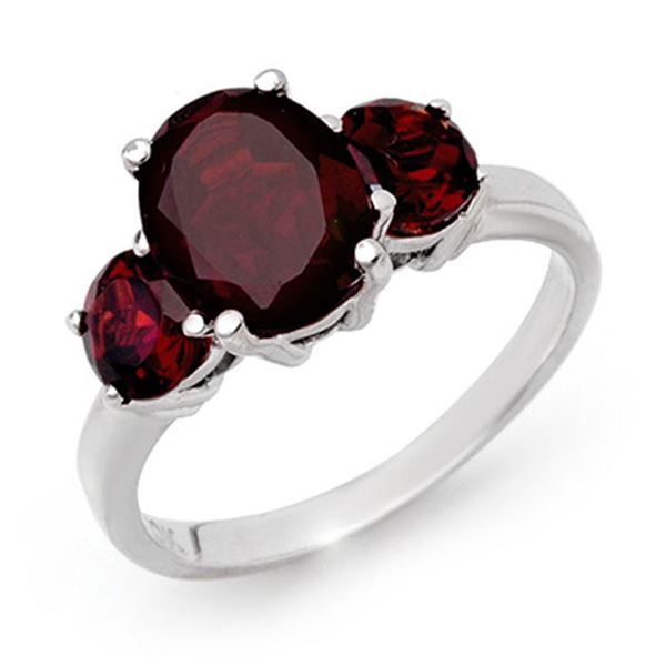 3.05 ctw Garnet Ring 10k White Gold - REF-21X8A