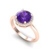 Image 2 : 2 ctw Amethyst & Micro Pave VS/SI Diamond Ring 14k Rose Gold - REF-27K3Y