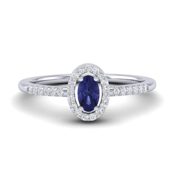 0.43 ctw Tanzanite & Micro Pave VS/SI Diamond Ring 18k White Gold - REF-23R5K