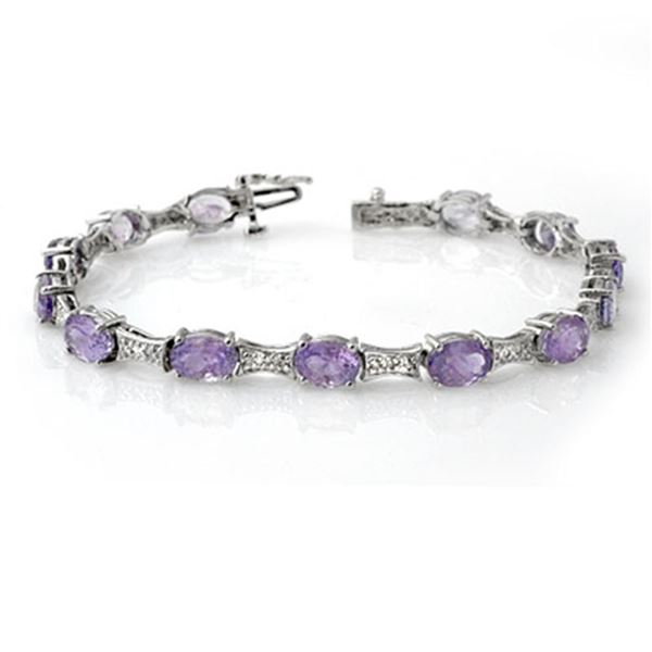 12.04 ctw Tanzanite & Diamond Bracelet 10k White Gold - REF-125G5W
