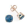 Image 2 : 3 ctw Cushion London Blue Topaz Designer Stud Earrings 14k Rose Gold - REF-12F8M