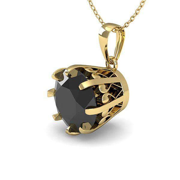 1 ctw Black Diamond Solitaire Necklace Vintage 14k Yellow Gold - REF-27K4Y