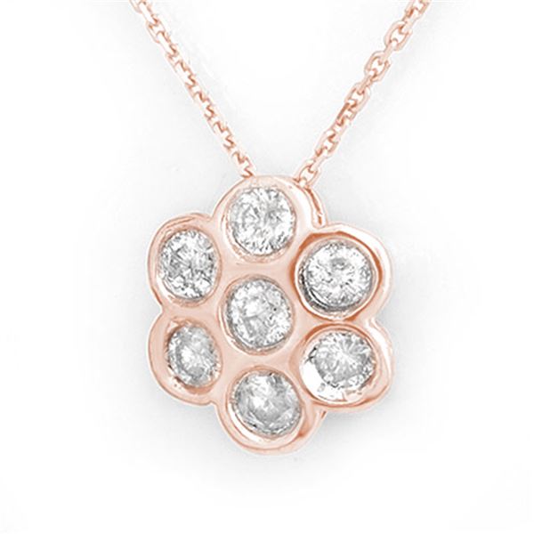 0.90 ctw Certified VS/SI Diamond Necklace 14k Rose Gold - REF-52H4R