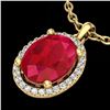 Image 1 : 3 ctw Ruby & Micro Pave VS/SI Diamond Necklace 18k Yellow Gold - REF-45A9N