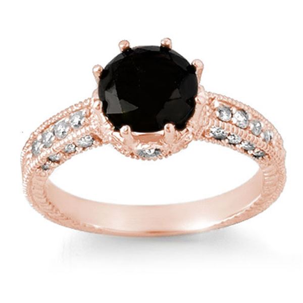 2.0 ctw VS Certified Black & White Diamond Ring 14k Rose Gold - REF-100A2N