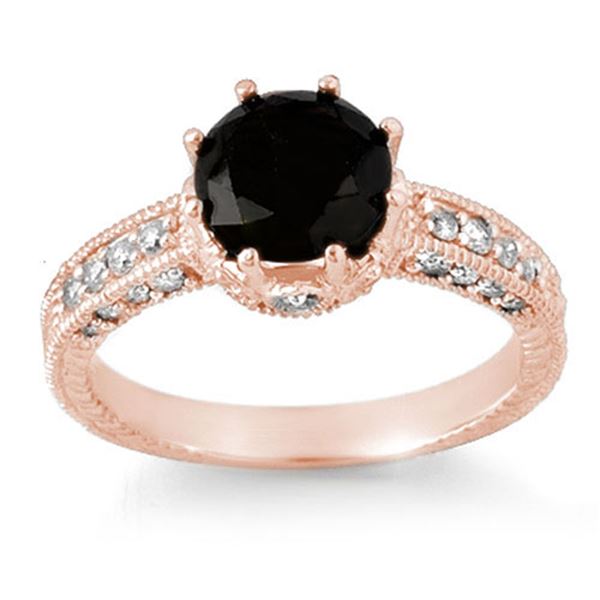 2.0 ctw VS Certified Black & White Diamond Ring 14k Rose Gold - REF-100A2N