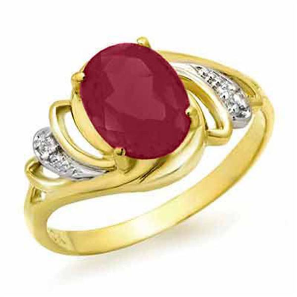 2.25 ctw Ruby & Diamond Ring 14k Yellow Gold - REF-26H5R