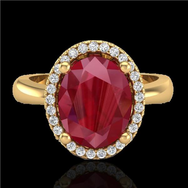 3 ctw Ruby & Micro Pave VS/SI Diamond Certified Ring 18k Yellow Gold - REF-50Y3X