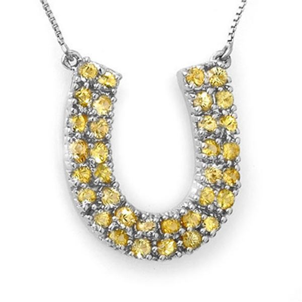 2.0 ctw Yellow Sapphire Necklace 14k White Gold - REF-44X2A