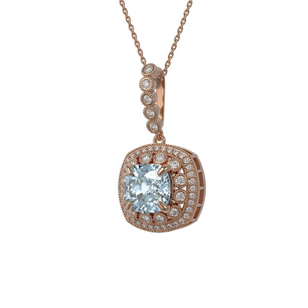 5.28 ctw Aquamarine & Diamond Victorian Necklace 14K Rose Gold - REF-209W3H