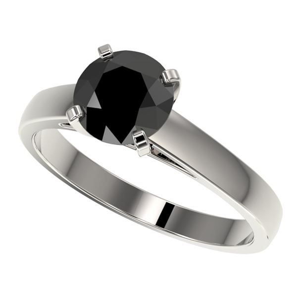 1.50 ctw Fancy Black Diamond Solitaire Engagment Ring 10k White Gold - REF-35H6R